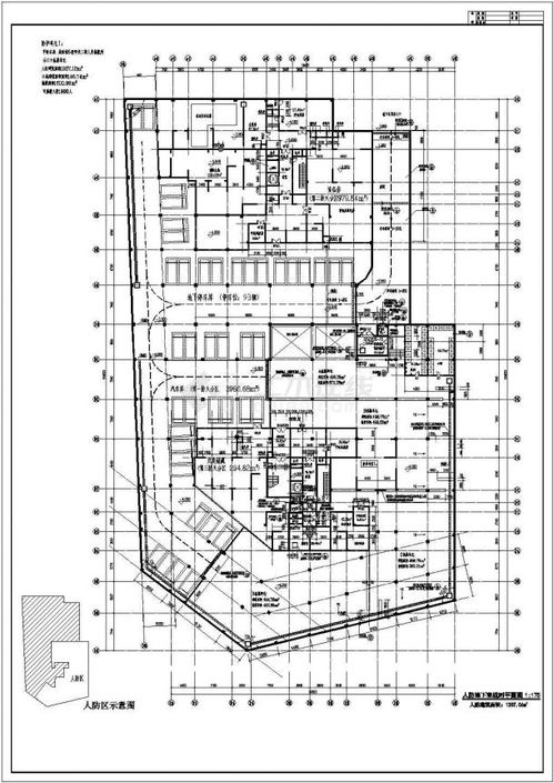 某小区单层人防地下室建筑设计方案图纸